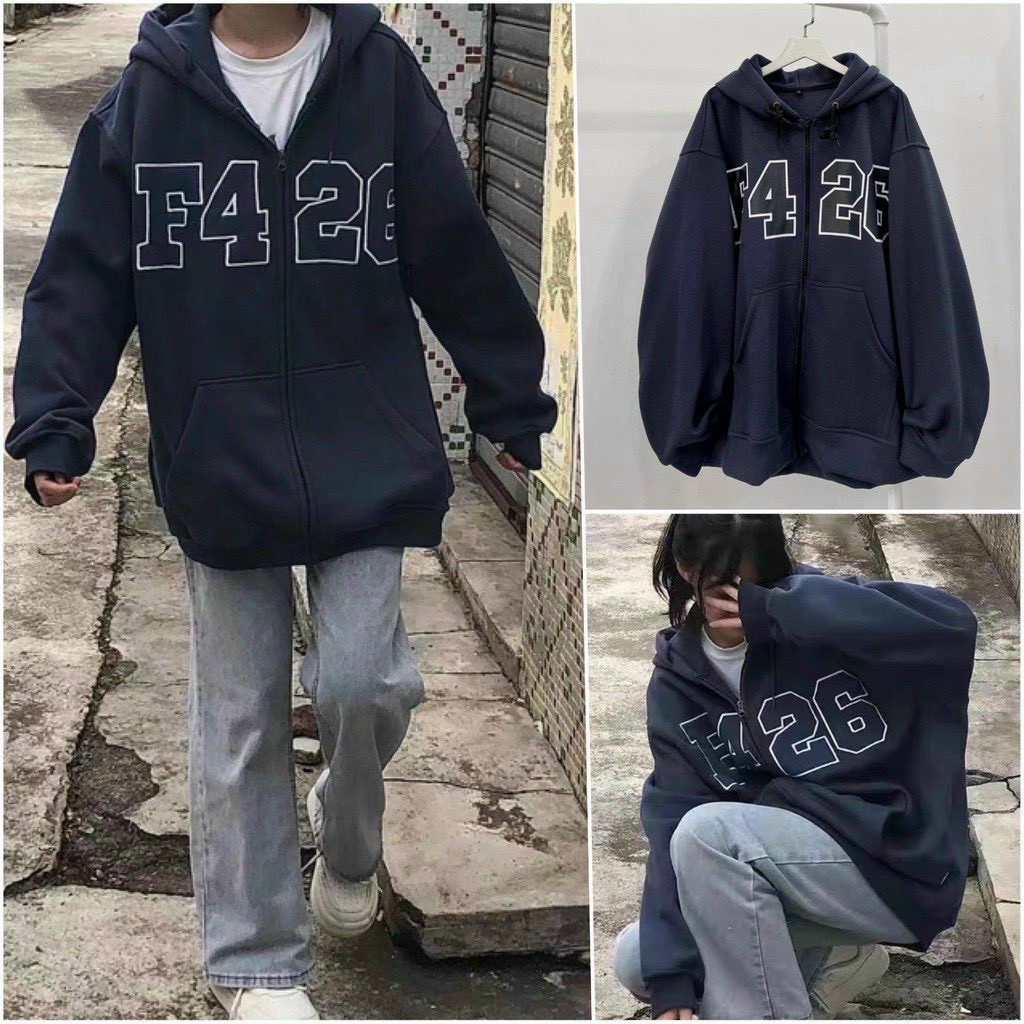 Áo Khoác Nỉ Chữ F426 Có Nón Mũ 2 Lớp -FREESHIP - Hoodie Khóa kéo Zip Nam Nữ Couple Mặc Chống Nắng - Len Thu Đông