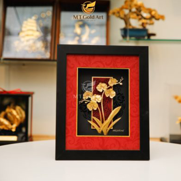 Tranh hoa lan dát vàng MT Gold Art- Hàng chính hãng, trang trí nhà cửa, phòng làm việc, quà tặng sếp, đối tác, khách hàng, tân gia, khai trương