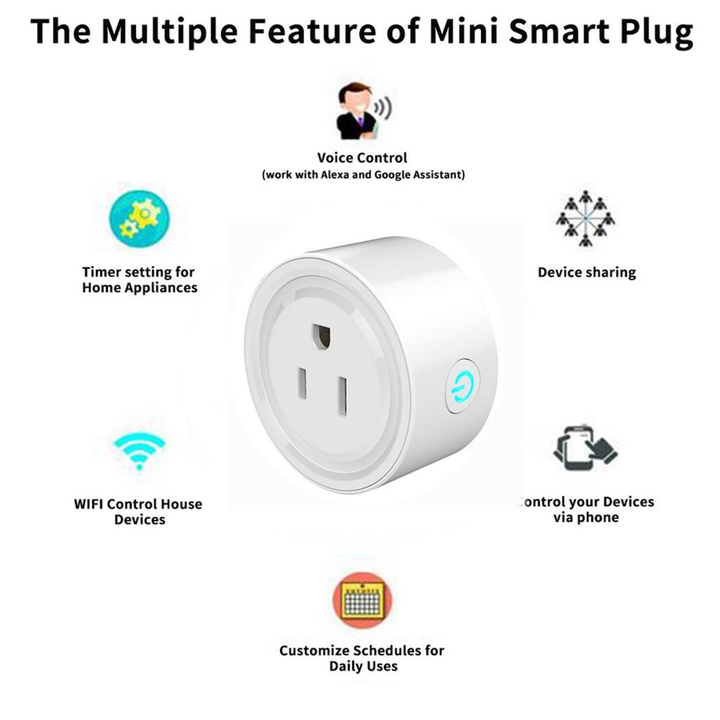 Smart Plug Works with Alexa for Voice Control, Mini Smart Outlet Wifi Plug with Timer Function, No Hub Required, White
