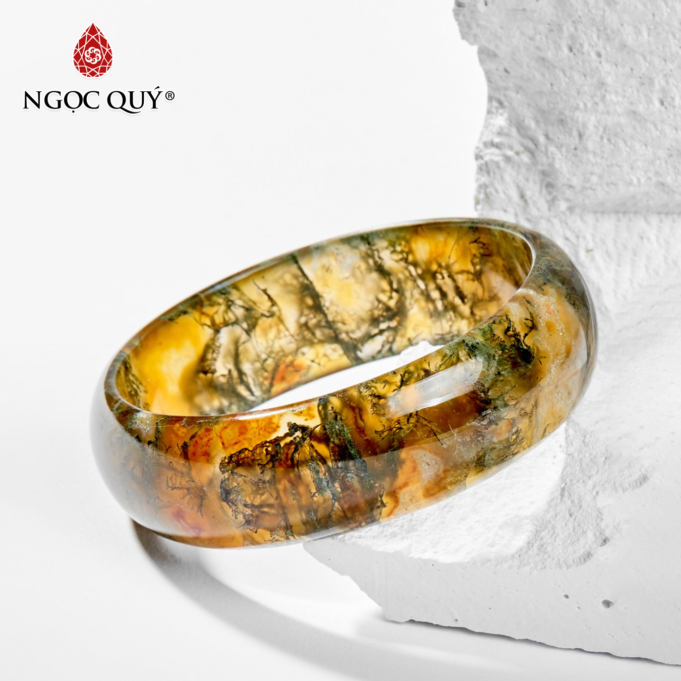 Vòng Tay Phong Thủy Nam Đá Băng Ngọc Thủy Tảo Huyết Liền Khối  Nhiều Mệnh Ngọc Quý Gemstones