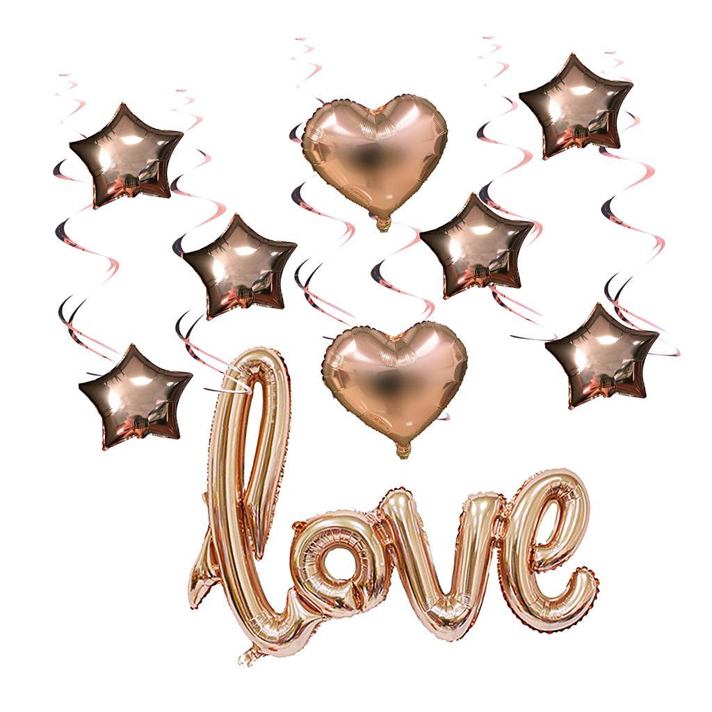 Pack of 15 Love Heart Foil Balloon Star Balloon Mylar Balloons Party Supply