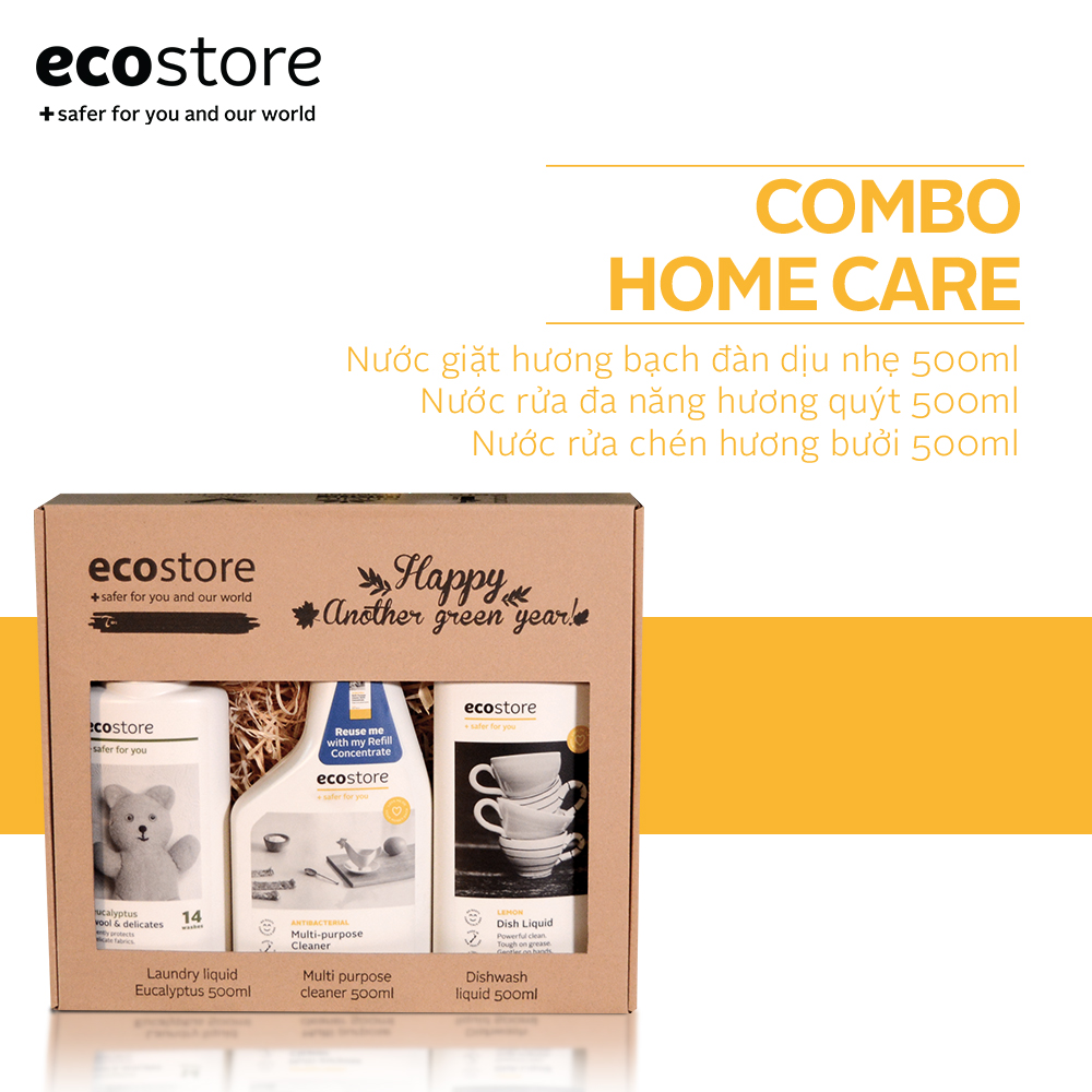 Combo Ecostore Nước giặt bạch đàn 500ml+ Nước rửa đa năng 500ml+ Nước rửa chén 500ml