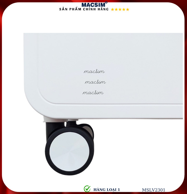 Vali cao cấp Macsim SMLV2301 cỡ 20 inch màu trắng- Hàng loại 1