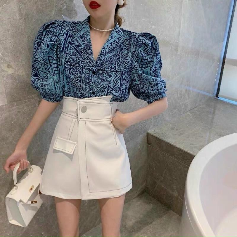 Chân váy nữ cạp cao chỉ nổi vạt lệch