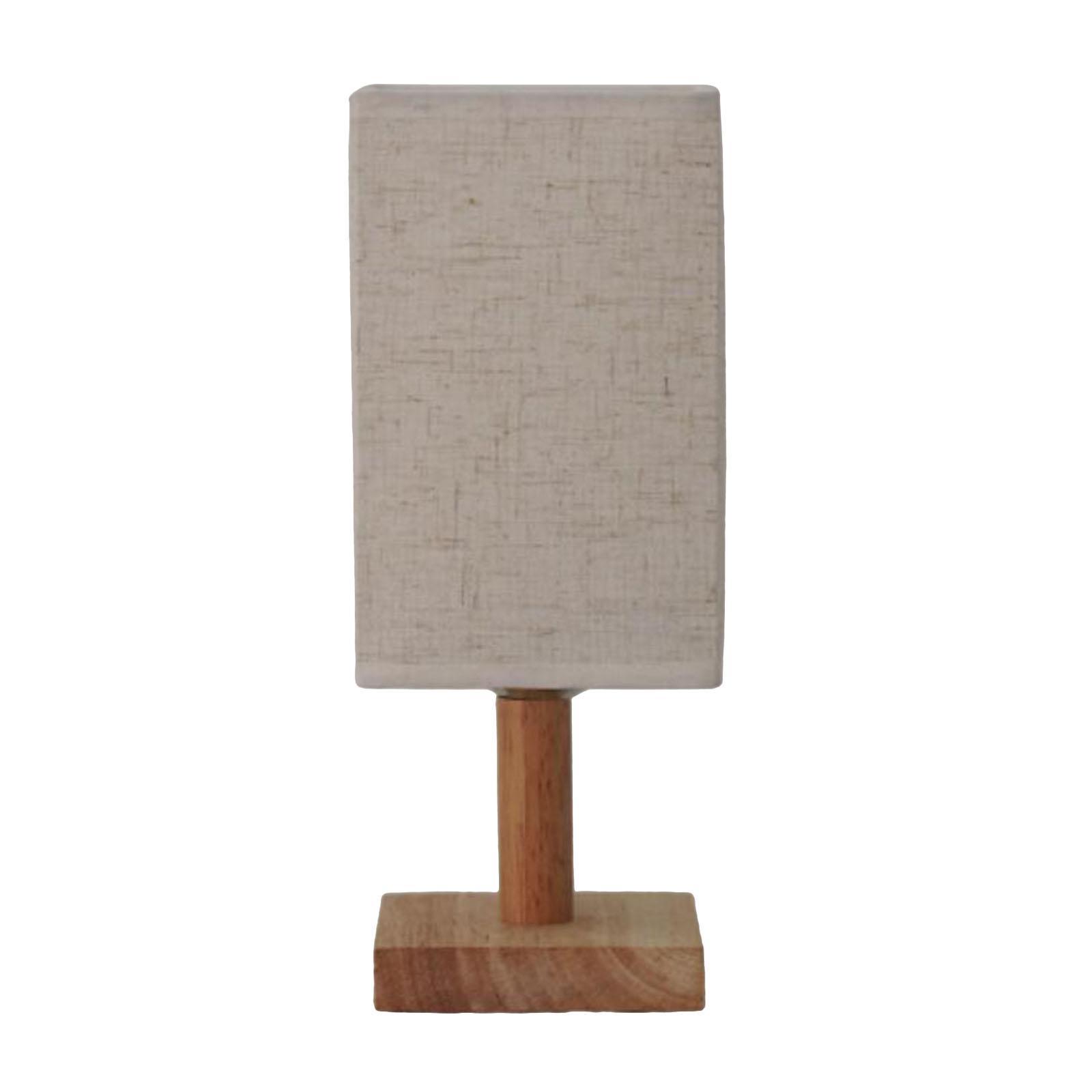 Bedside Table Lamp Decorative with Flaxen Fabric Shade Wood Base Warm White