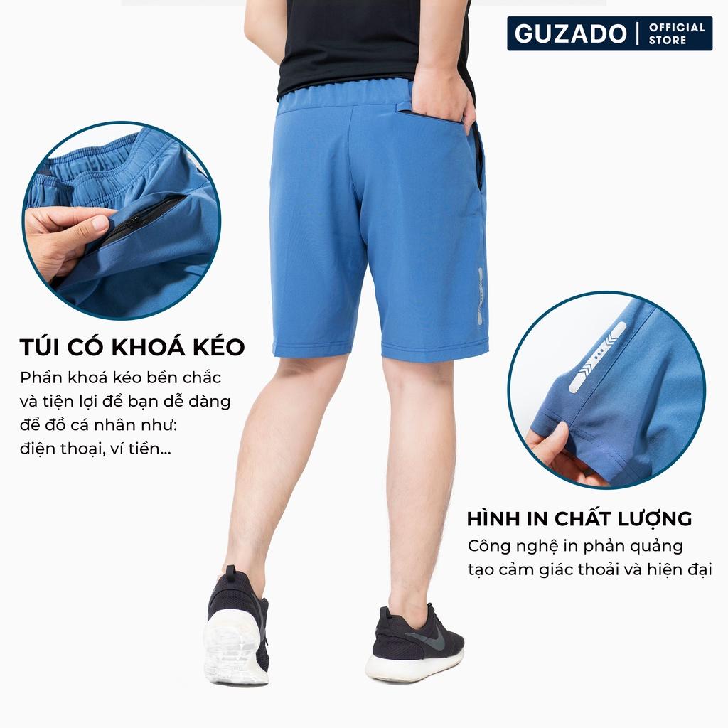 Quần short nam trơn Guzado(có BigSize) Chất Gió Cao Cấp,Mềm Mịn,Co Giãn 4 Chiều,Vận Động Thể Thao Thoải Mái GSR01.HN