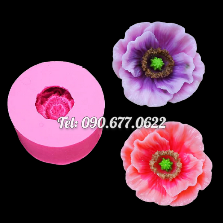 Khuôn rau câu silicone hoa Poppy loại 8 cm – Mã số 1692