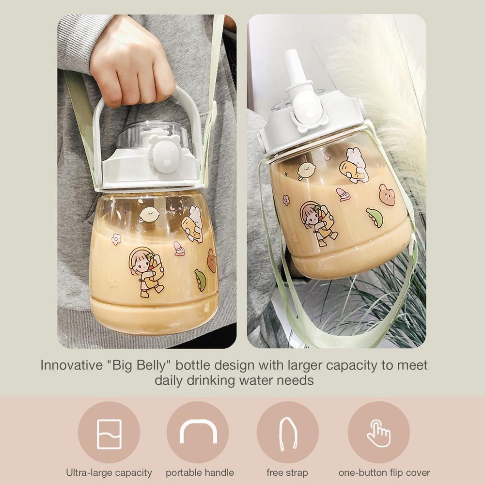 Trẻ Em Bình Tập Uống Mẫu Giáo Straw Cup Nhỏ Bé Trai Sáng Tạo Lớn Dung Tích Chai Nước Hoạt Hình Dễ Thương Di Động Trẻ Em