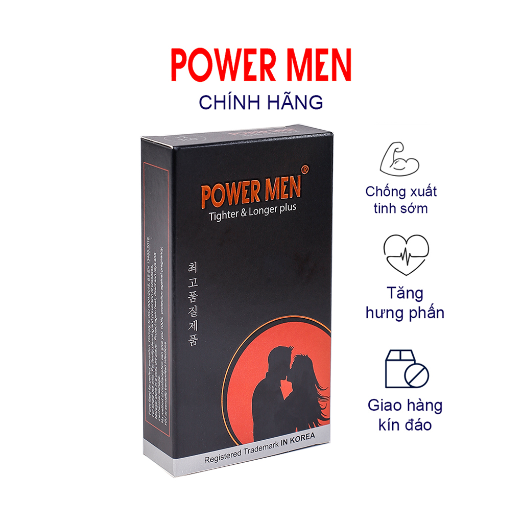 Bao cao su Size Việt, Ngăn xuất tinh sớm, chấm bi hỗ trợ Nàng, sọc gân hỗ trợ Nam Tăng khoái cảm Powermen Hộp 12 BCS