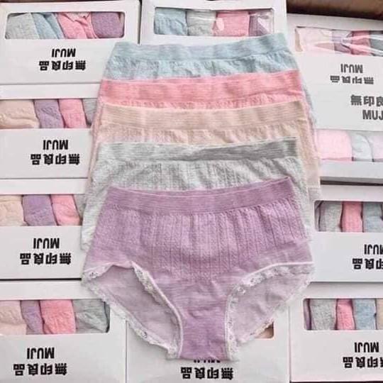 QUẦN LÓT NỮ COTTON SỢI KHÁNG KHUẨN SIÊU CO GIÃN CHUN NƠ PHỐI VIỀN REN SEXY QUYẾN RŨ (HỘP 5 CHIẾC NHIỀU MÀU)