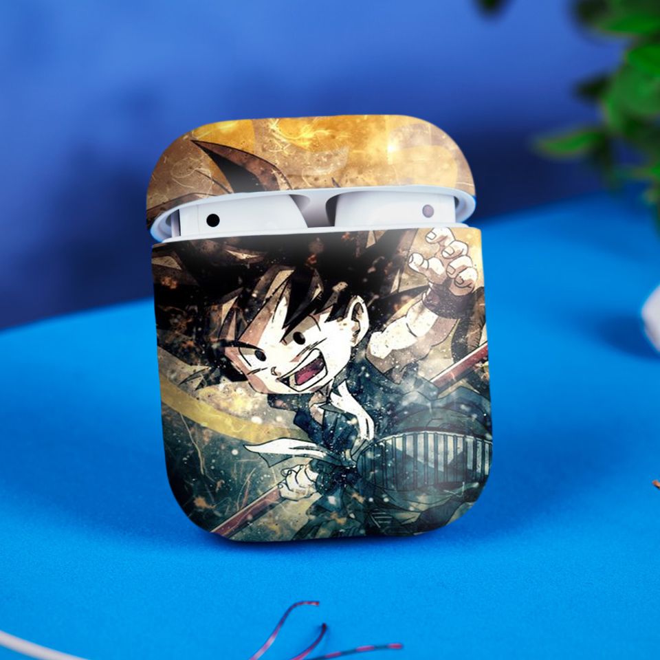 Miếng dán skin chống bẩn cho tai nghe AirPods in hình Songoku Dragon Ball - 7vnr005 (bản không dây 1 và 2)