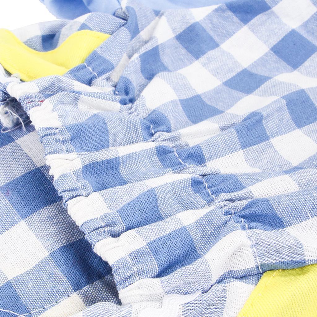 Pet Dog Clothes Overall Yellow, Duck+Blue Grid/ Cotton Linen 3 Sizes