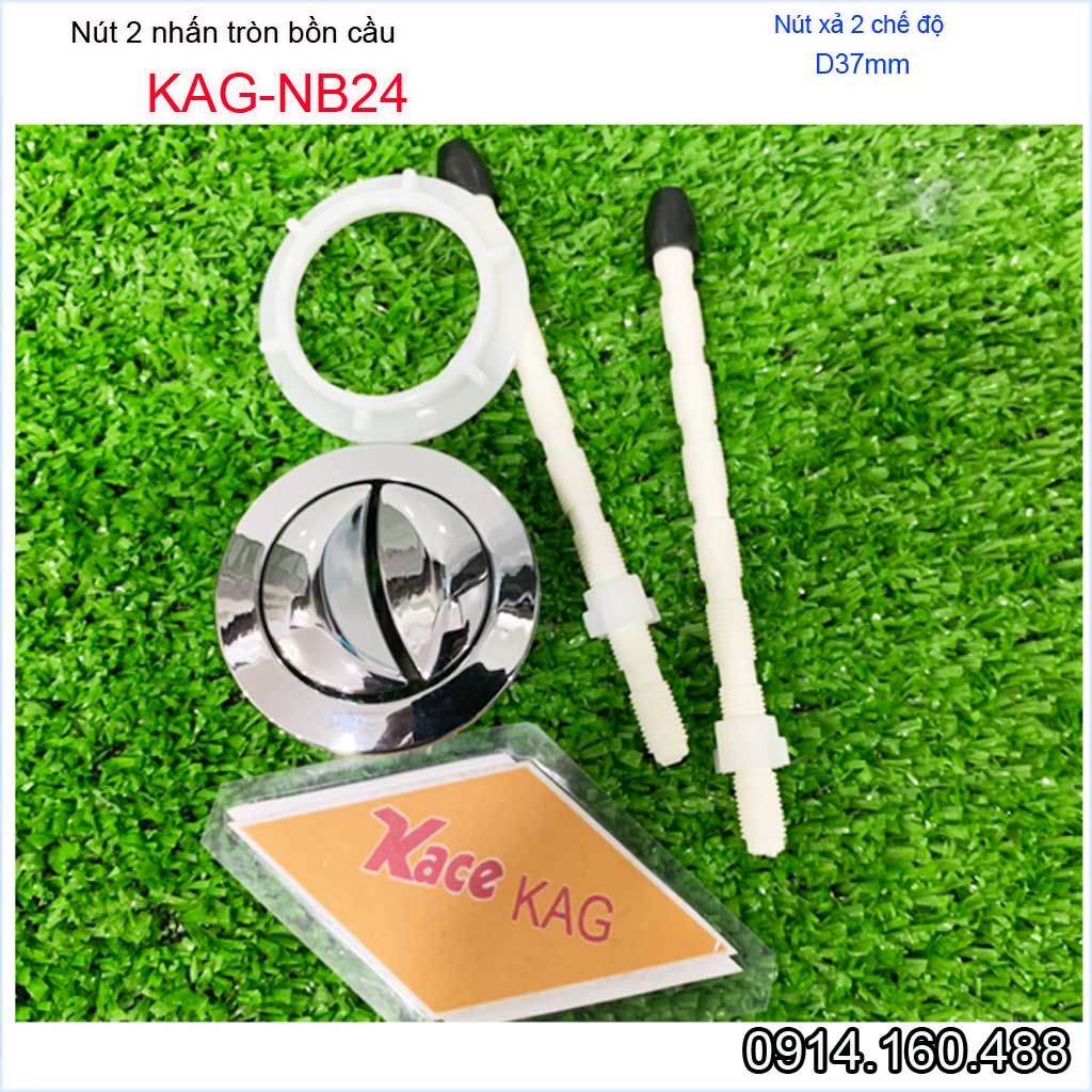 Nút 2 nhấn xả bồn cầu Kaiser, nút nhấn cầu xả 2 nhấn tròn lỗ sứ D3.7-4 cm, nút xả cầu KAG-NB24