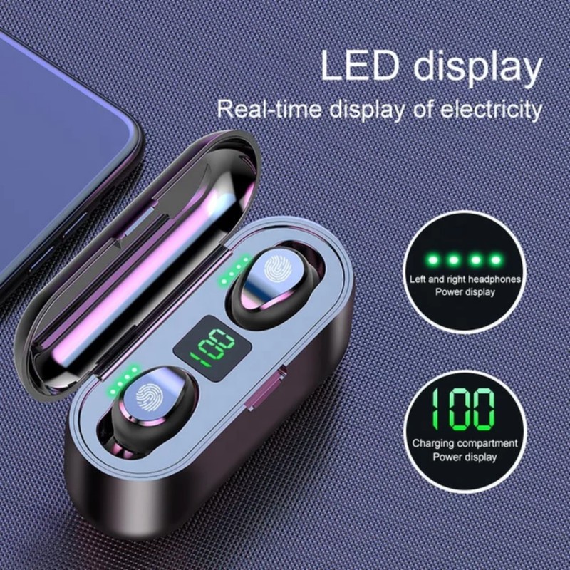 Tai Nghe Bluetooth 5.0 F9 Pro Không Dây True Wireless Nhét Tai Cảm Ứng Kiêm Sạc Pin Dự Phòng - F9 PRO