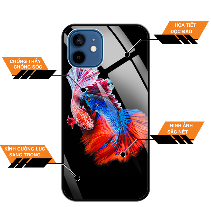 Ốp Lưng Kính Cường Lực Cho Điện Thoại IPHONE 12 / 12 PRO - 0222 FISHCOUPLE - Hàng Chính Hãng