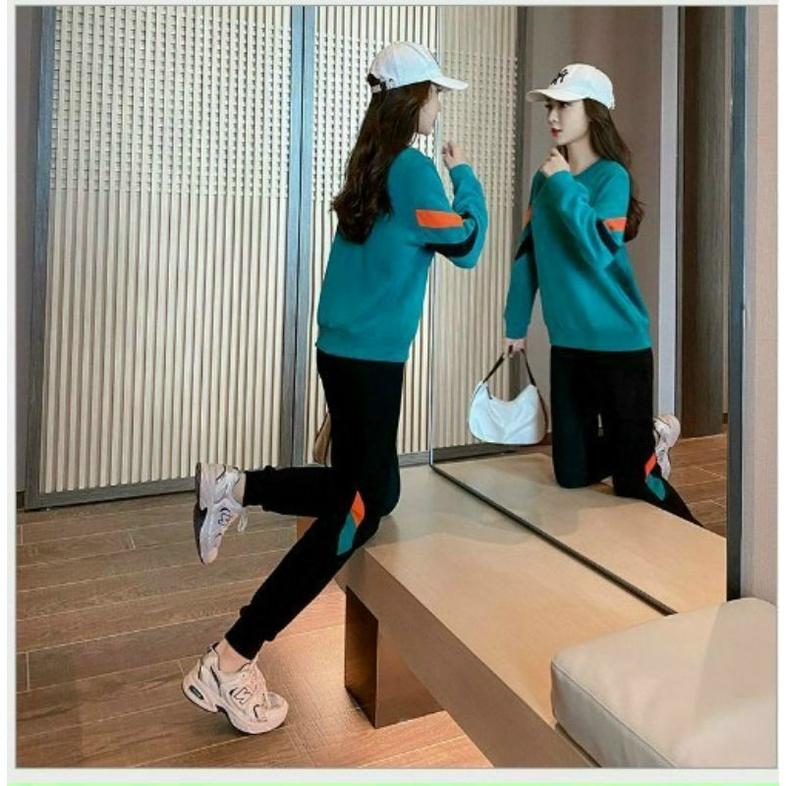 Bộ đồ thể thao cổ tròn phối màu siêu dày đẹp