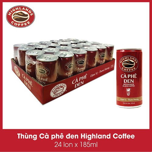 Thùng 24 Lon Cà Phê Đen Highlands Coffee 185ml