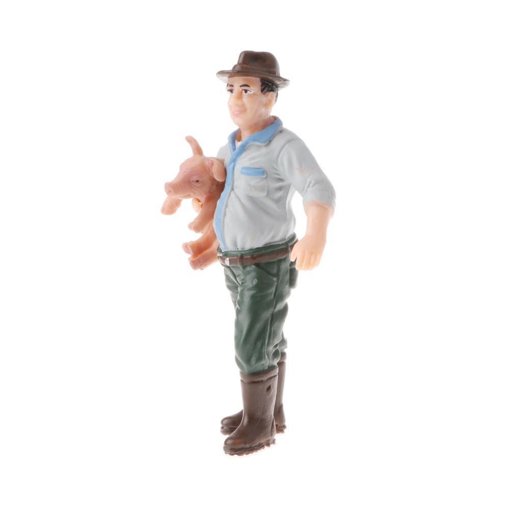 2 Pieces Simulation Farmer Model Action Figures Kids Toy Collections Gift