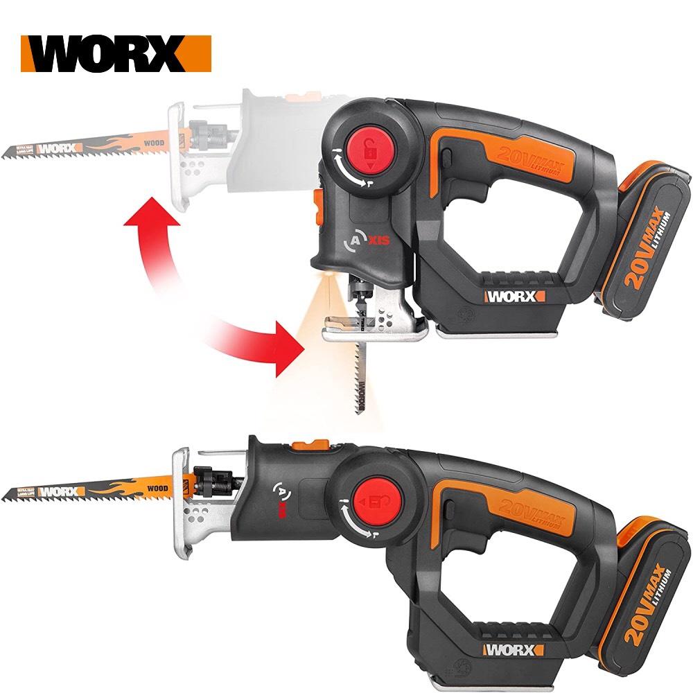 Máy Cưa Lọng WORX ORANGE WX550 Có Bọc Cao Su Cách Điện Tiết Kiệm Năng Lượng Sử Dụng Pin Li-ion 20V