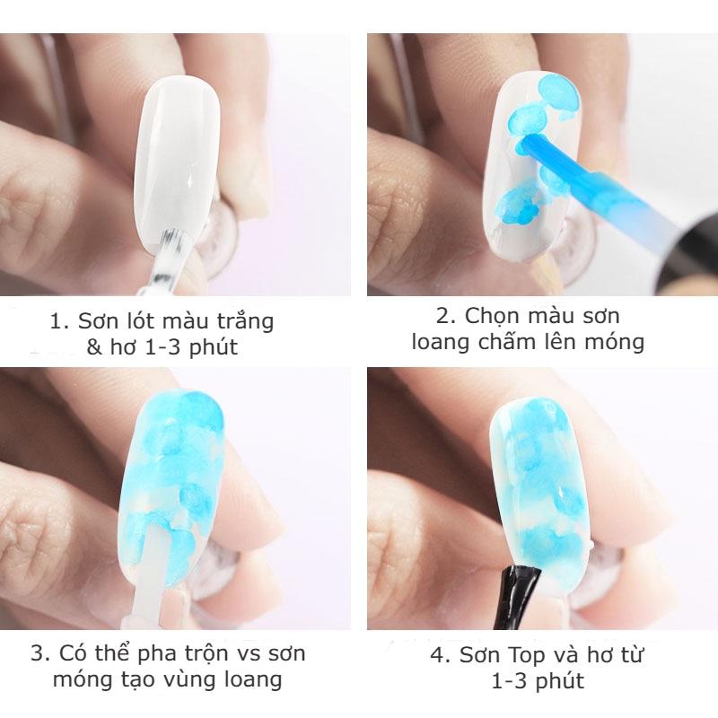 Cồn loang nail Misscheering 15ml , gel loang cồn móng tay trắng đen nhiều màu thời thượng ,sticker loang cồn dán móng