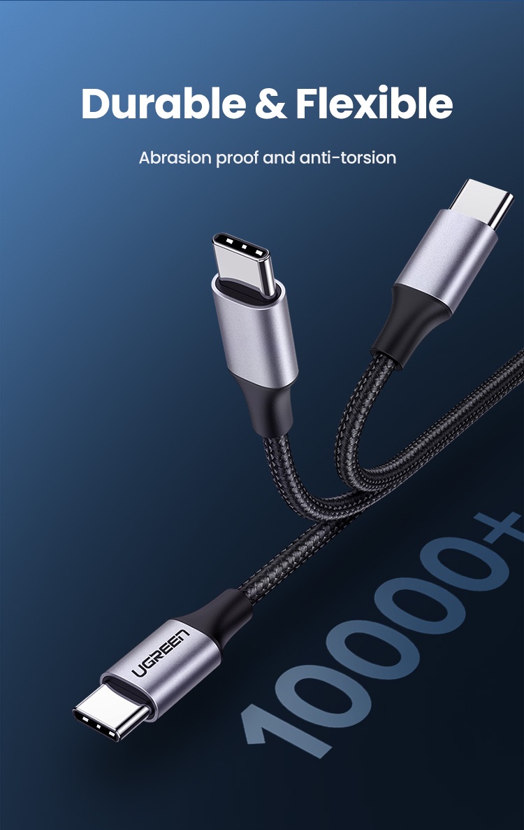 Cáp sạc nhanh 60W USB Type-C to Type-C dài 2M bọc nylon Ugreen 50152 cao cấp hàng chính hãng