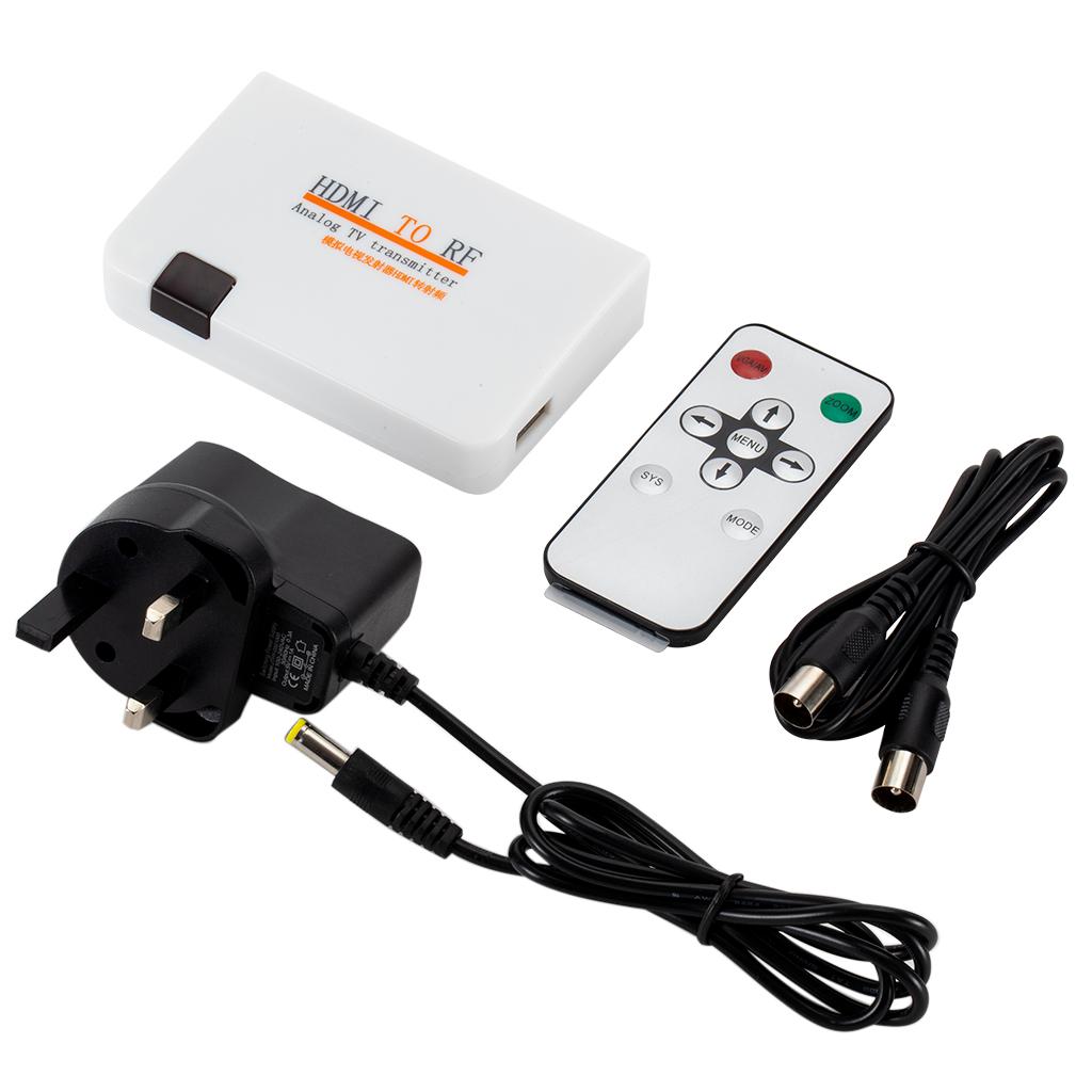 HDMI To RF Coaxial Converter Box With Remote Control White UK