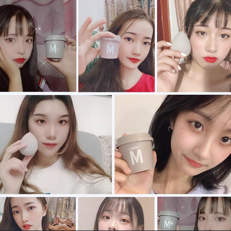 Bông phấn trang điểm hộp đựng Coffe Super Fashion