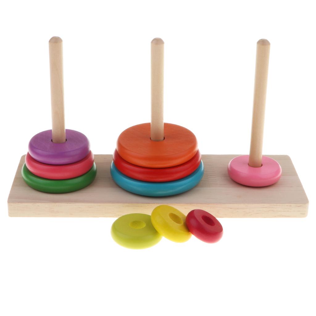 Tháp Hà Nội 10 vòng màu đồ chơi gỗ trí tuệ, tháp dời 10 vòng size lớn