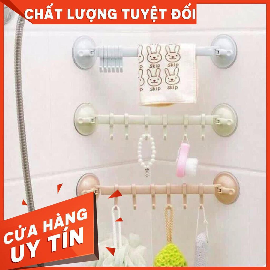 Thanh treo đồ 6 móc hút chân không dính tường,móc treo đa năng
