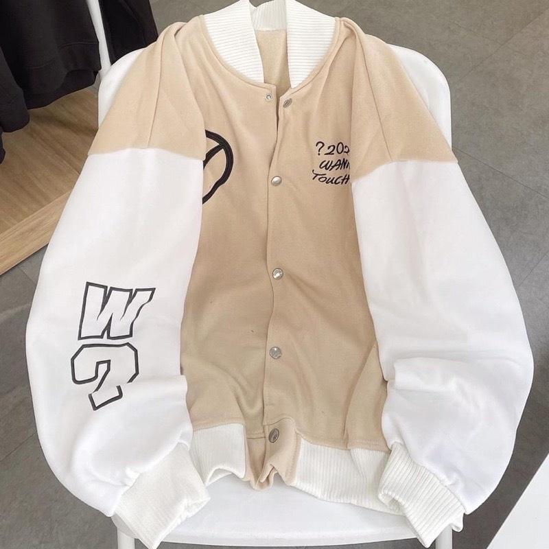 ÁO KHOÁC BOMBER NAM NỮ VẢI NỈ MÀU BE , ÁO KHOÁC BÓNG CHÀY UNISEX WANA  Phong Cách Hàn Quốc Siêu Cá Tính