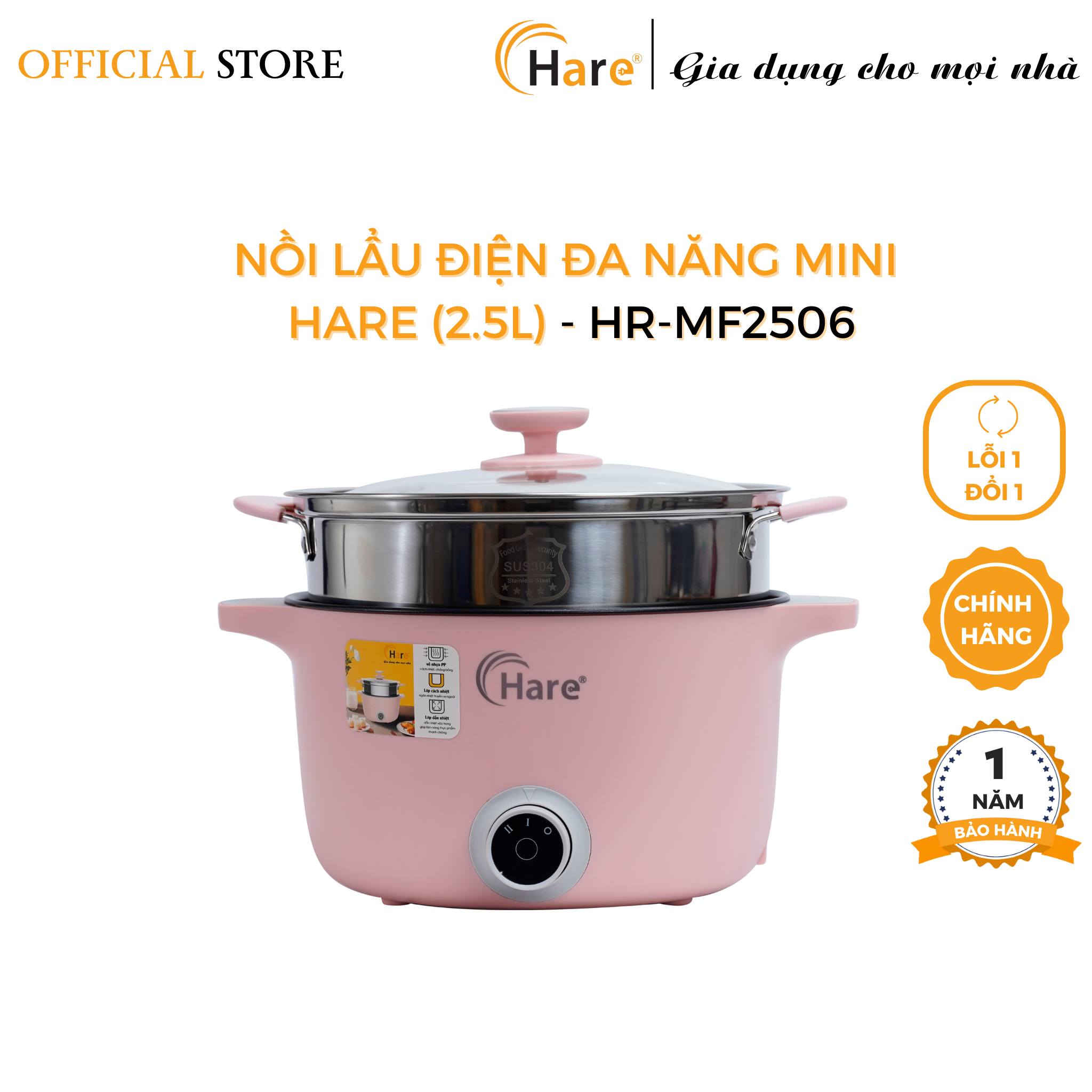 Hình ảnh Nồi lẩu điện đa năng mini HR-MF2506 (2.5L) -hàng chính hãng thương hiệu Hare - bảo hành 12 tháng