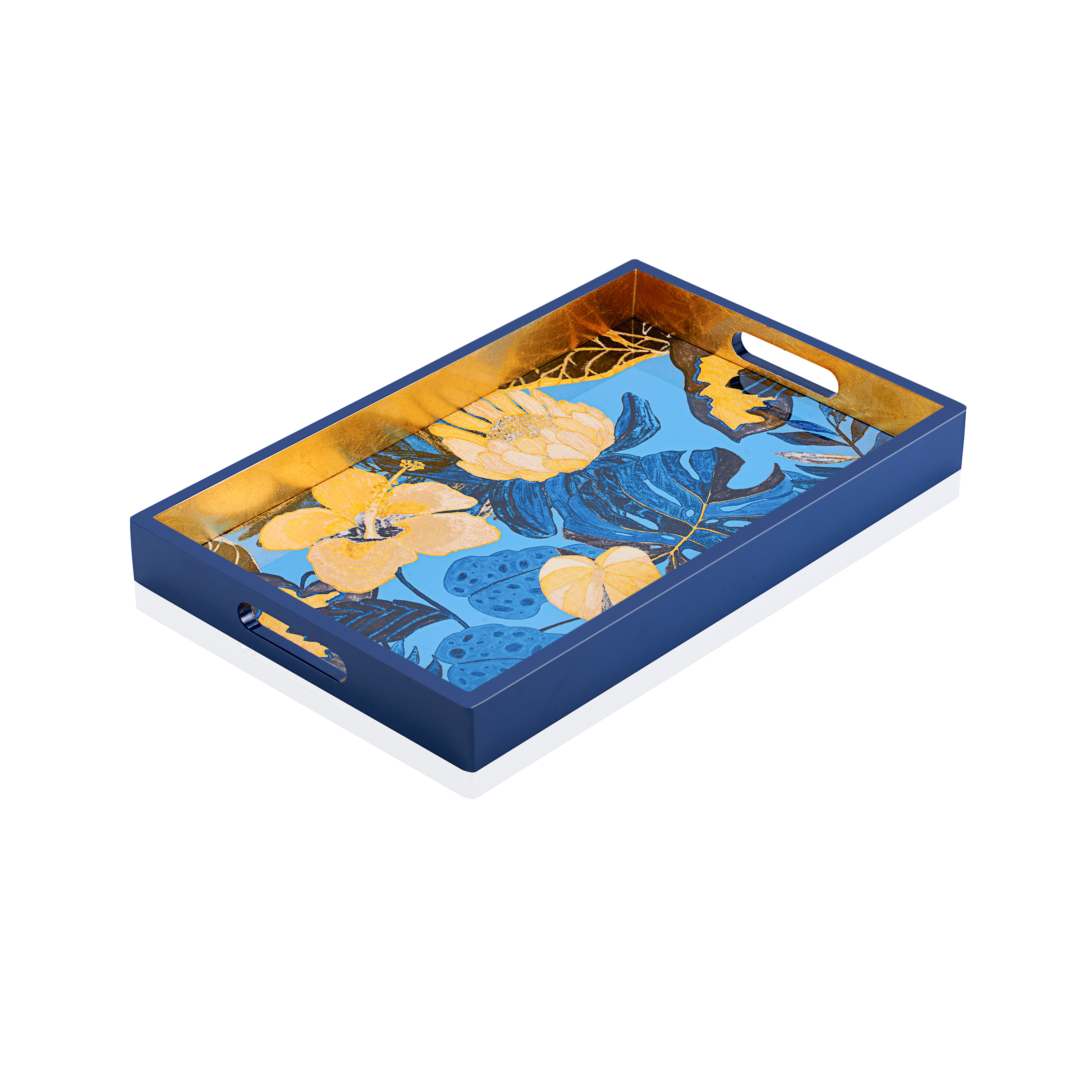 KHAY SƠN MÀI - Họa tiết hoa dâm bụt 25x40cm