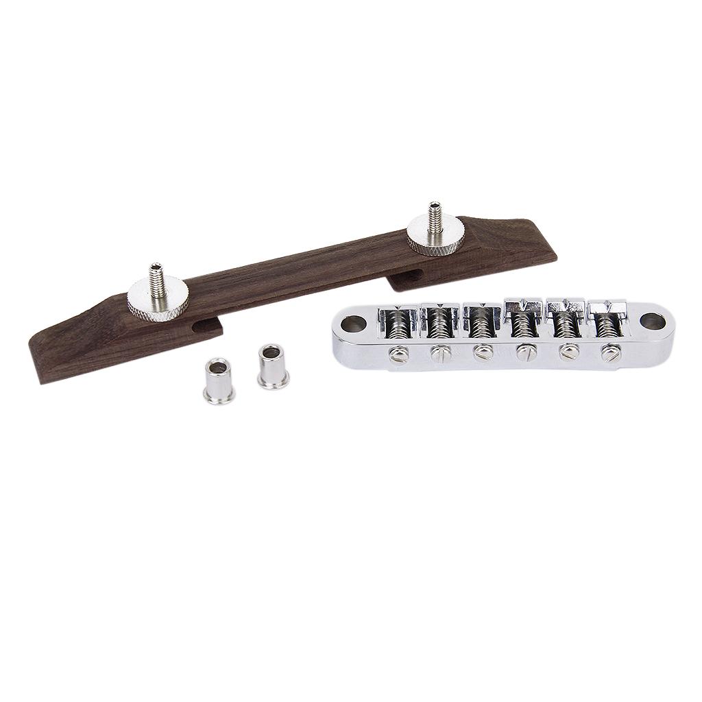 Archtop Rosewood Bridge with Chrome Plated Saddles Luthier Jazz Guitar Part