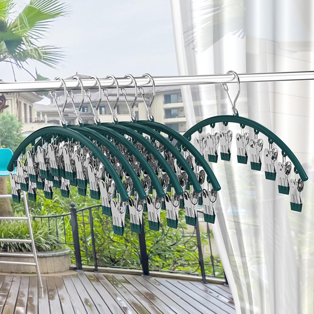 MÓC TREO TẤT VỚ ĐỒ LÓT- MÓC KẸP TREO QUẦN ÁO 10 KẸP PHƠI ĐỒ ĐA NĂNG HÌNH VÒNG CUNG TIỆN LỢI HÀNG CAO CẤP CHẮC CHẮN BỀN