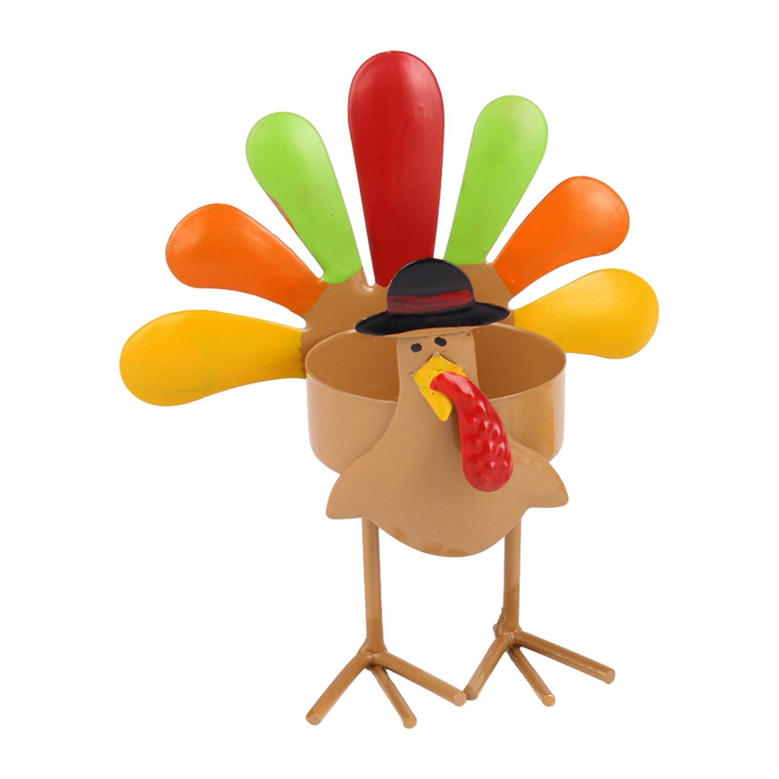 Metal Turkey Tealight Candle Holder Candleholder Table Decoration Versatile Accessory Rustic Decorative Ornament for Mantel, Window, Shelves