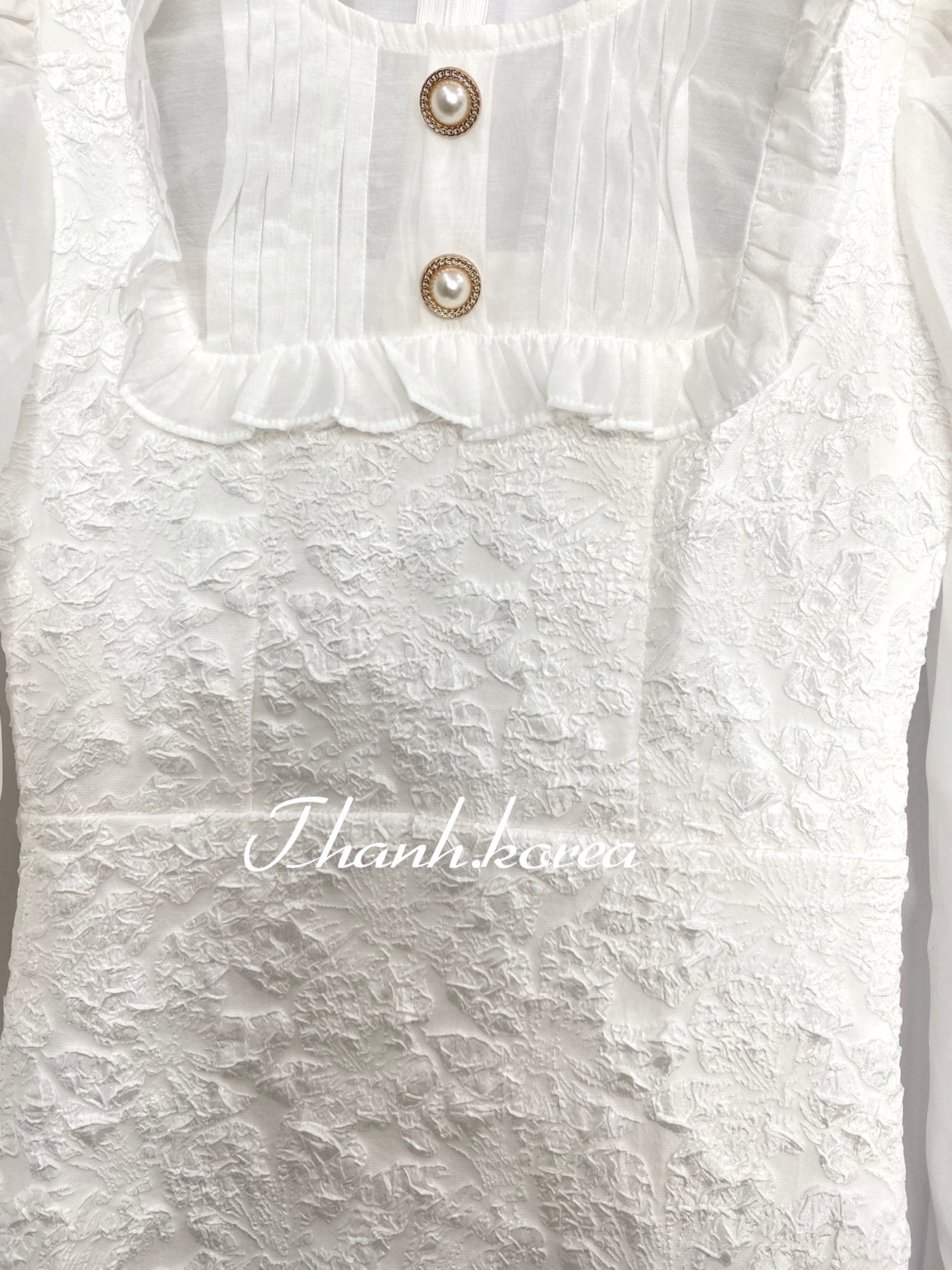 Đầm dự tiệc nữ màu trắng vải gấm xịn dạo phố siêu dễ thương, vải may loại 1 mã [NANI