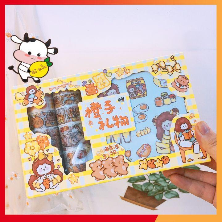 Set Washi Tape Sticker Xinh Đáng Yêu Anime Cute Trang Trí Góc Học Tập Vali Mũ Bảo Hiểm Sổ Tay Vở