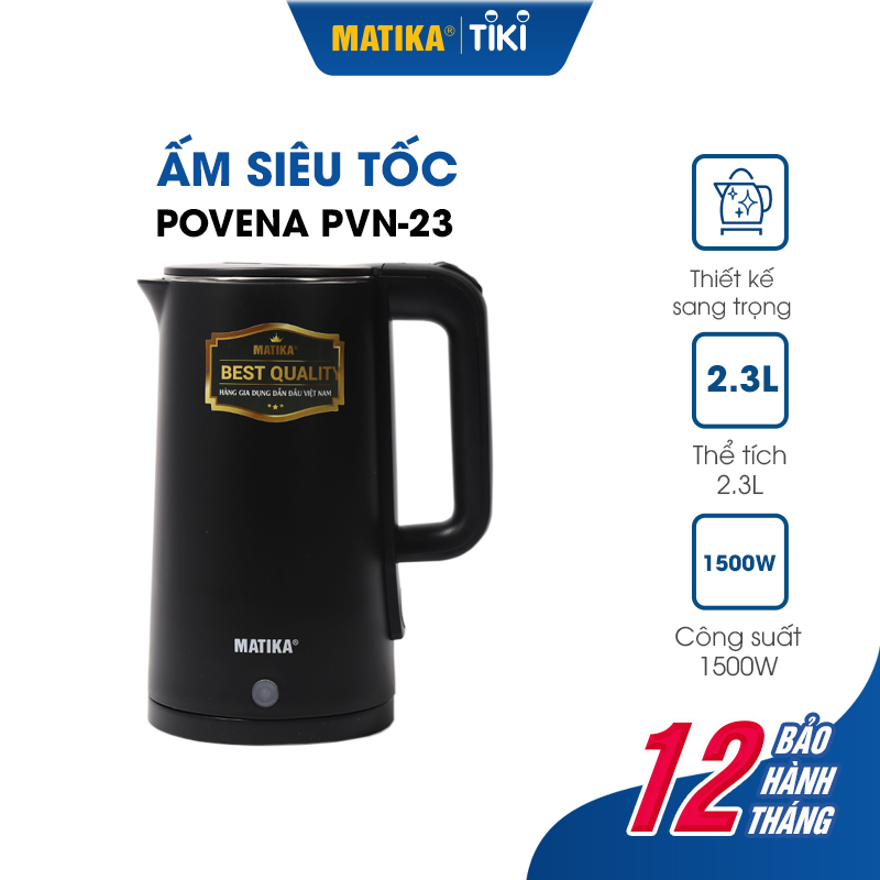 Ấm Siêu Tốc Dung Tích 2.3L MATIKA MTK-2023 Bình Đun Siêu Tốc - Hàng Chính Hãng