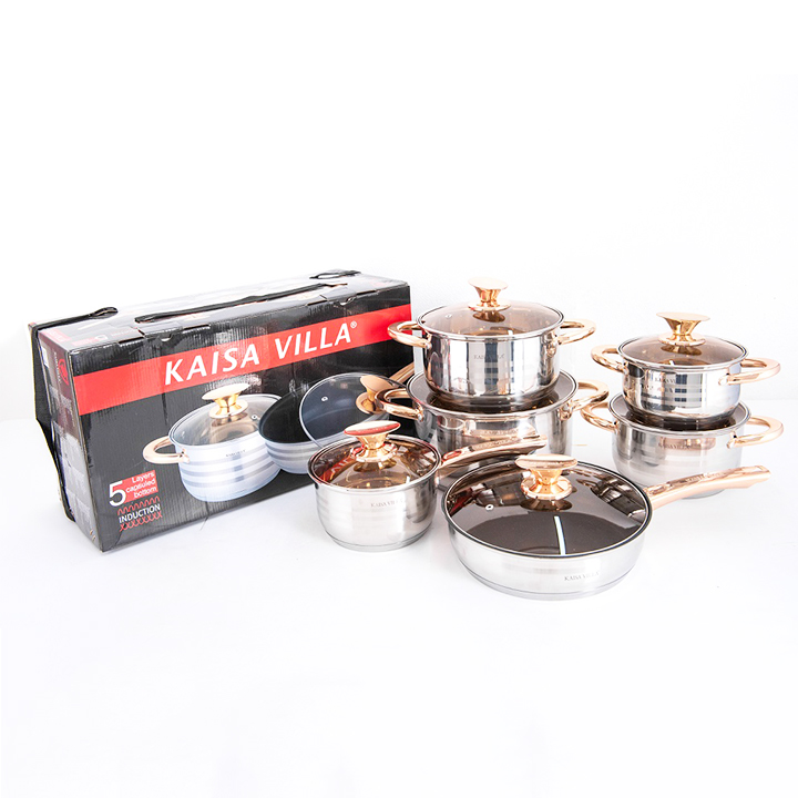 Bộ Nồi Đức inox 5 đáy 6 Món hàng cao cấp đun mọi bếp từ