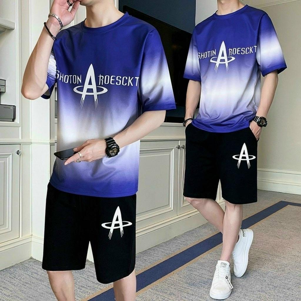 Sét đồ bộ mặc nhà nam nữ 3D loang màu in chữ A với chất thun lạnh mềm mát có 2 size M từ ,L từ