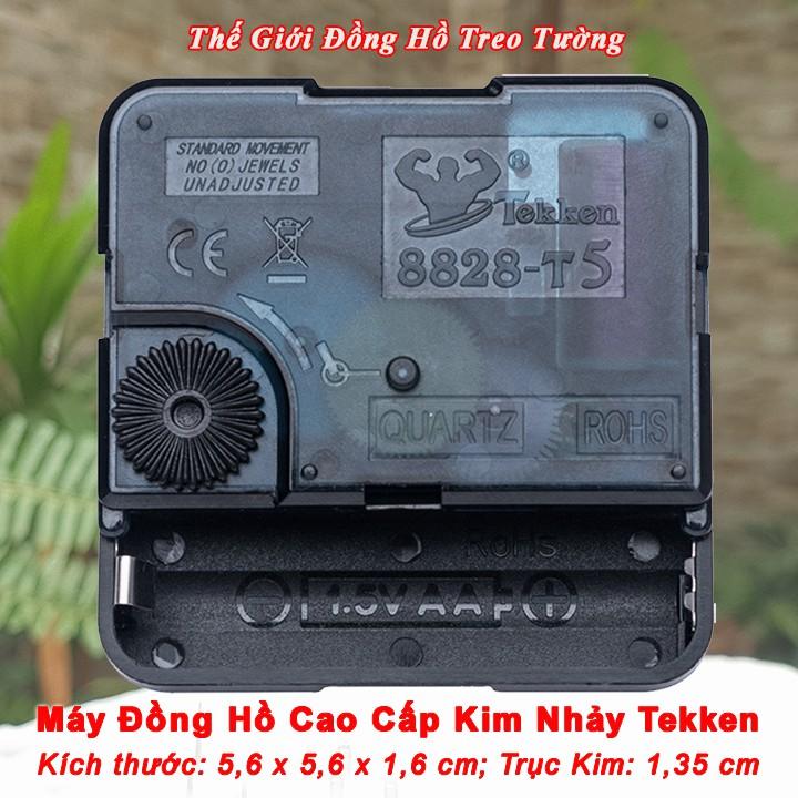 Máy Đồng Hồ Treo Tường Cao Cấp TEKKEN T5 Kim Nhảy - Bộ Kim DẠ QUANG Vàng đồng hoặc Đen - Pin Tiểu AA - Bảo Hành 1 Năm
