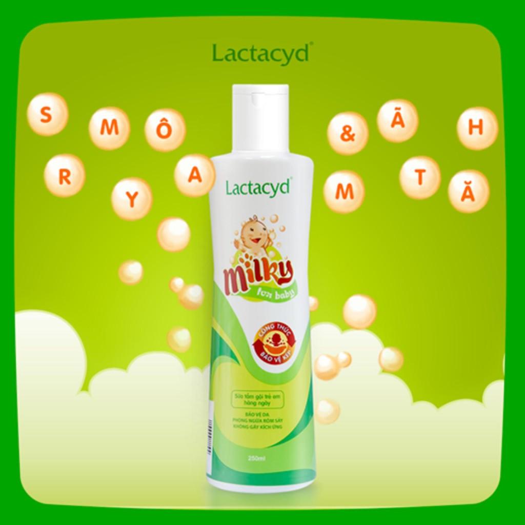 Sữa tắm gội cho bé Lactacyd Milky 250ml