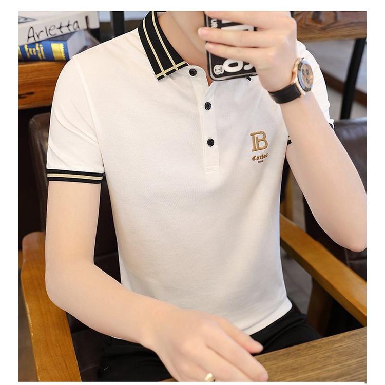 Áo thun nam polo có cổ tay ngắn vải thun cotton 4c co giãn thoải mái thoáng mát skymen fashion -ATNB01