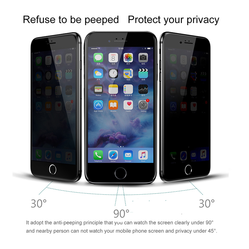 Miếng dán kính cường lực chống nhìn trộm cho iPhone 6 Plus / 6s Plus hiệu Baseus Full 3D cạnh vát 2.5D - hàng nhập khẩu