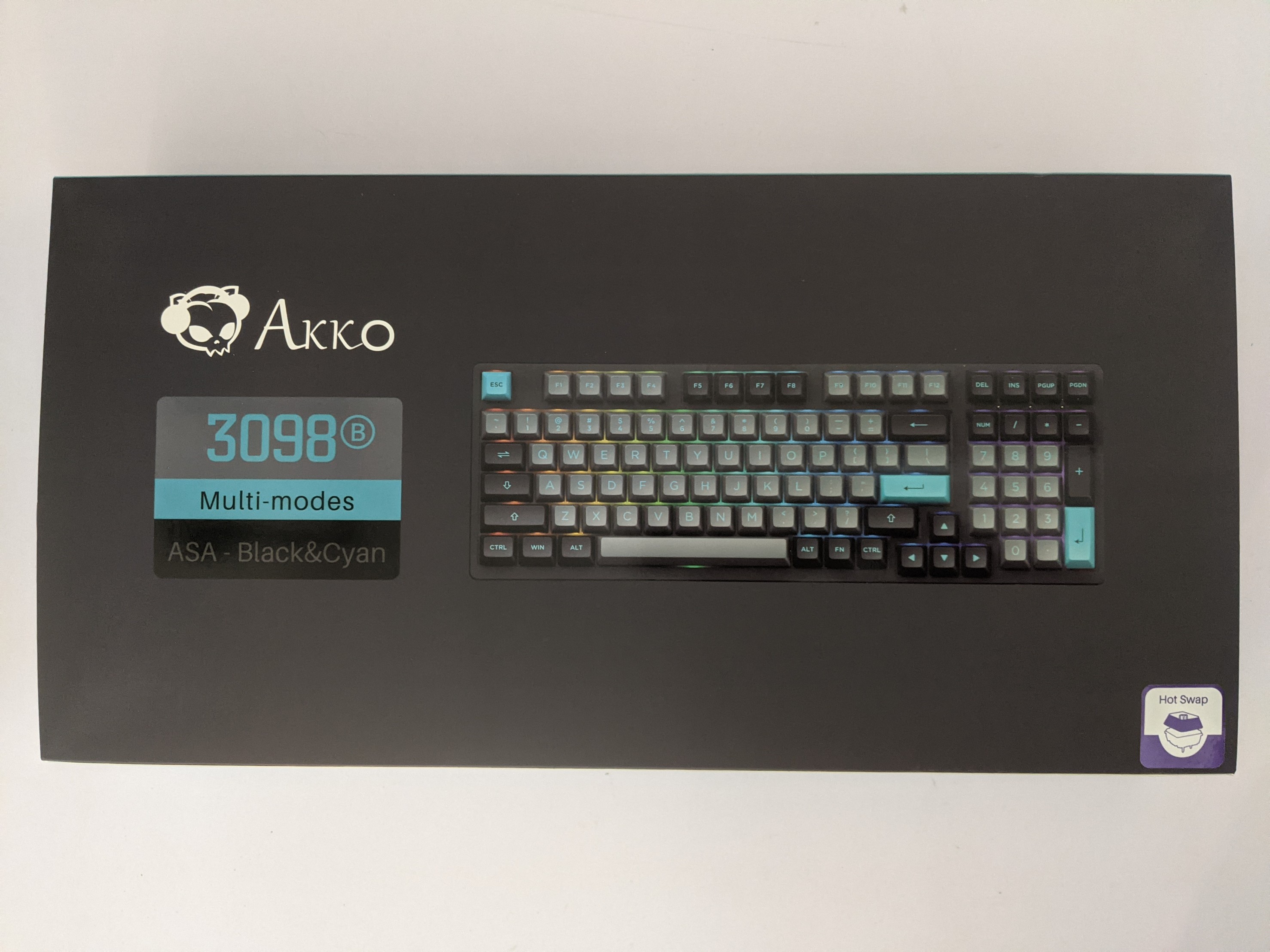 Bàn phím cơ AKKO 3098B Multi-modes Black & Cyan - Hàng chính hãng