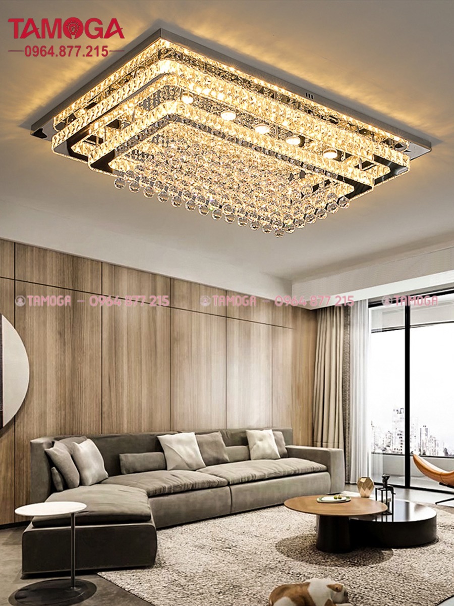 Đèn Led ốp trần pha lê D1200mm 3 chế độ ánh sáng TAMOGA 0906