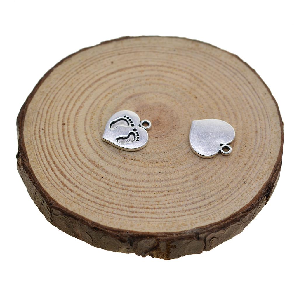 Chiwanji 50 Con Charm Trái Tim Mặt Dây Chuyền In Hình Bàn Chân Trang Sức Tìm Cho Vòng Tay Vòng Cổ Làm, vali Khóa Kéo Hạt