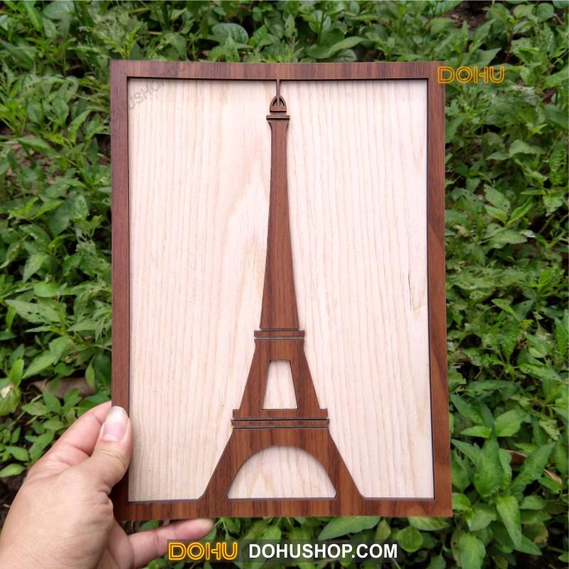 Tranh Treo Tường Bằng Gỗ Handmade DOHU018: Tháp Eiffel - Thiết Kế Đơn Giản, Độc Đáo, Sang Trọng