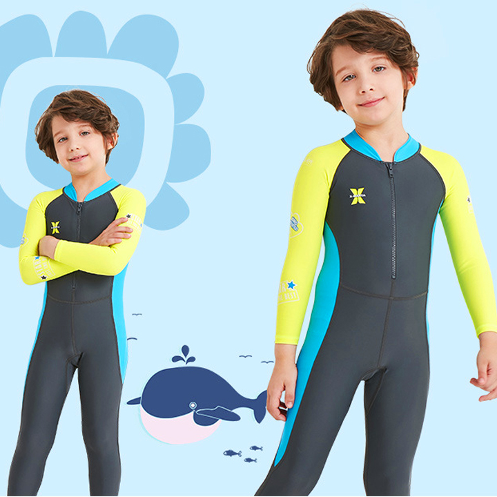 Đồ bơi cho bé dài tay cao cấp chống nắng và tia UV toàn thân cho bé trai bé gái từ 3 đến 11 tuổi – DB014