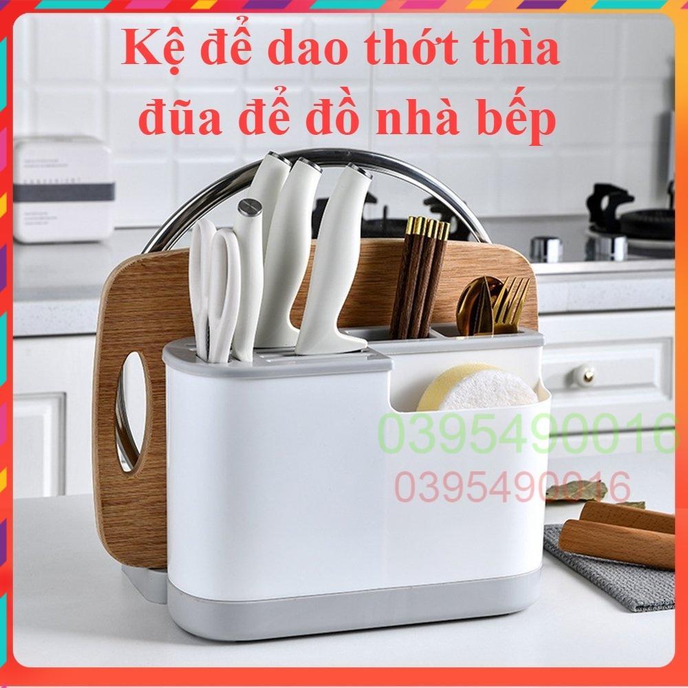 Kệ đựng đũa muỗng dao kéo thìa, có ngăn để thớt vung nồi tiện dụng, nhựa PP bền bỉ